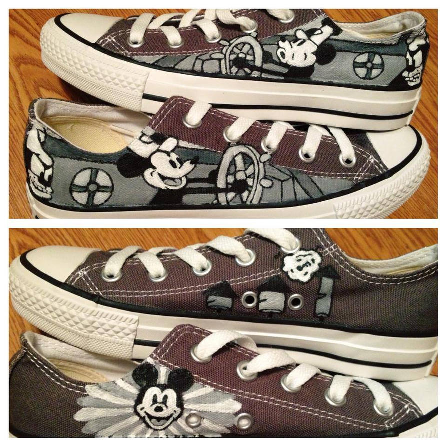 Steamboat Willie Hand Painted Custom Converse by