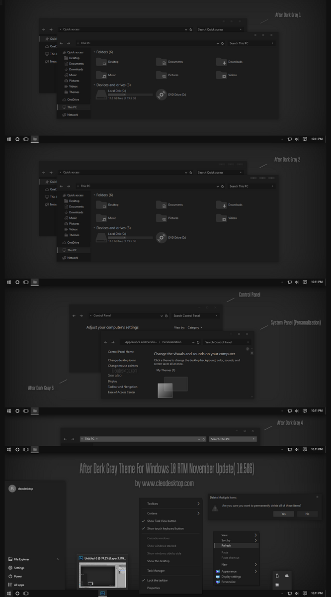 After Dark Gray Theme for Win10